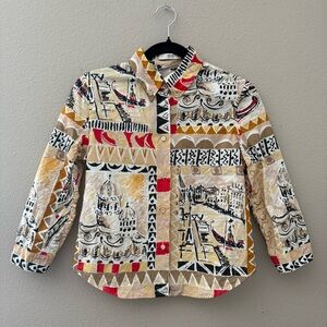 PRADA SS 2004 Venezia Print Cropped Shirt Size IT 42 Size US 6 RARE